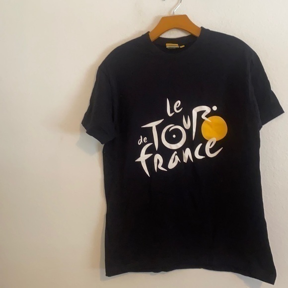 TOUR DE FRANCE BLACK SHORT SLEEVE SHIRT LARGE - Picture 1 of 3